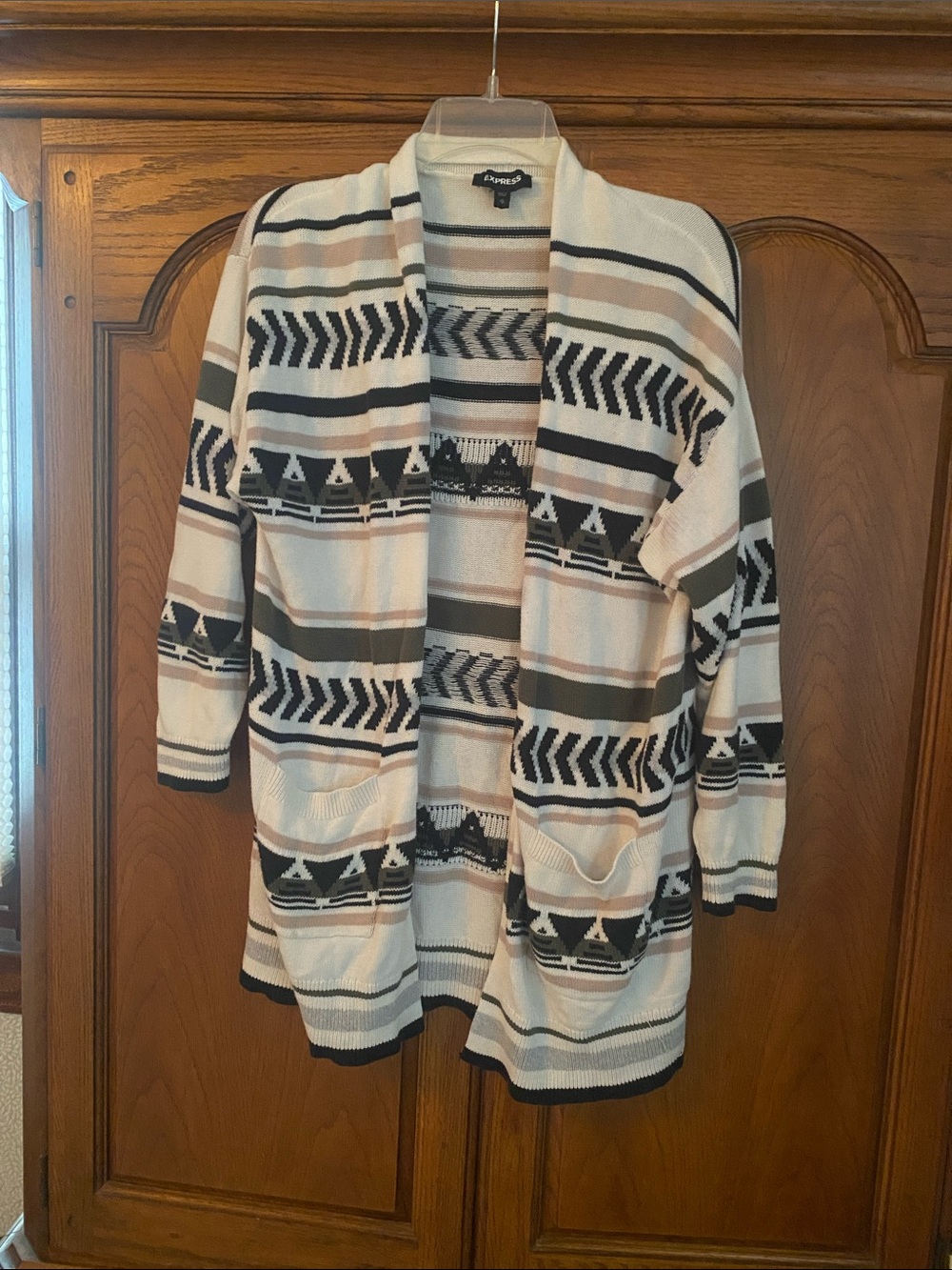 Express XS Tribal Open Front Sweater 20"W x 30"L